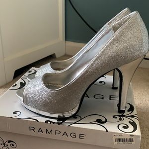 Silver glitter heels